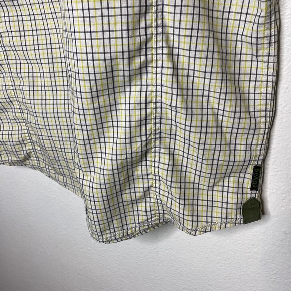 Prana Yellow And‎ Gray Plaid Button Up Short Sleeve Shirt Slim Fit Mens Smalll - Picture 4 of 9